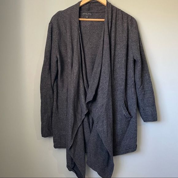 BAREFOOT DREAMS draped cardigan cozy chic ultra lite size L/XL grey/black - Picture 7 of 14